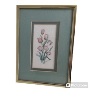 Framed Art Easter Watercolor Original Floral Tulip